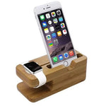 iPhone and iWatch Docking and Charging Station in Natural Wood