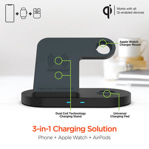 Hypergear 3-in-1 Wireless Charging Dock Black